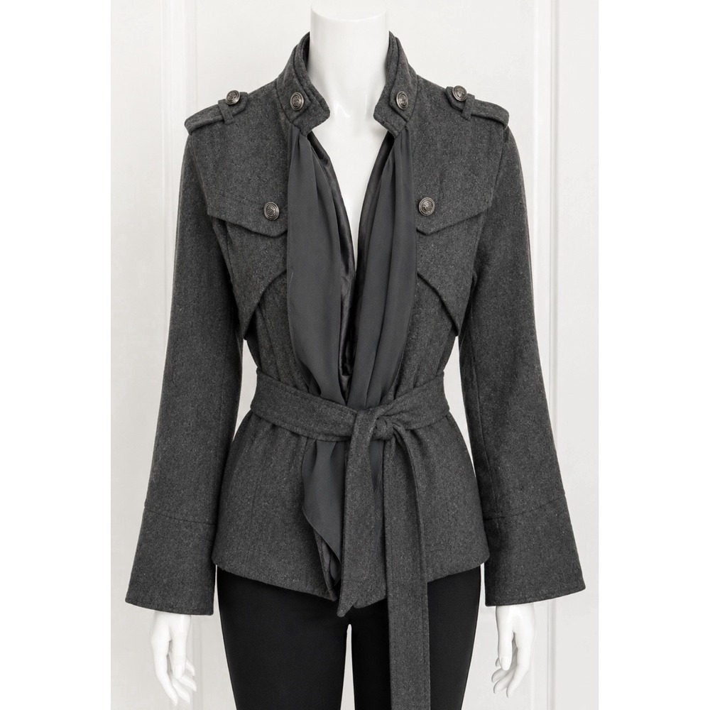 RYU: ANTHROPOLOGY Women's Wool Long Sleeve Jacket Coat High Fashion Large Gray